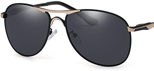 HCIUUI Sunglasses men's tide sunglasses men's tide retro eyes driver driving frog mirror polarizer men's driving glasses,Black Frame Black Grey Polarizer + Gold Beam (Gift Box Packaging)