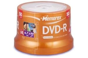 MEMOREX DVD-R 16X 4.7GB Logo Branded Blank Media Discs in Cake Box (50 per Pack) (50 pack)
