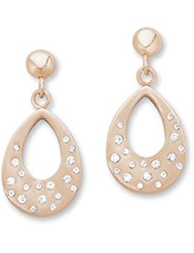 s. Oliver Damen-Ohrhänger 30 mm Edelstahl teilvergoldet Glas weiß Rundschliff - 540360