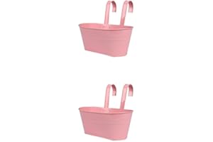 CLSSLVVBN 2 Ensemble de Pot de Fleurs Suspendu Polyvalent avec différentes Couleurs Arc-en-Ciel, jardinières de Balcon en Fer détachables, Garde-Corps Suspendu Rose, Rose 2Ensemble