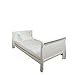BEAUTIFUL PINE WOOD WHITE SLEIGH COT BED 3 in 1 + SUPERIOR QUALITY HIGH DENSITY FOAM (CMHR28) SAFETY MATTRESS 4'' - 10cm THICK 140/70/10cm