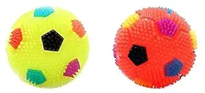 Woofy LED Whistle Squeaky Squeaker Sound Ball Puppy Dog Cat Pet Chew Playing Rubber Ball Toy -2Pcs Set