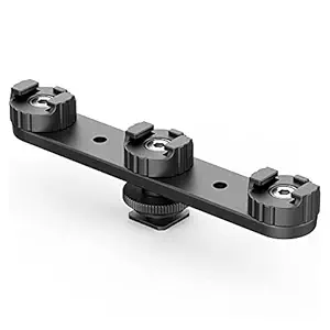 Decdeal PT-23 Cold Shoe Bracket Vlog Expansion Bracket with 3 Cold Shoe Mounts 180 Rotatable for Mounting LED Video Light Microphone