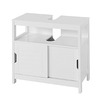 SoBuy® FRG128-W Meuble Sous-Lavabo Meuble de Salle de Bain Vasque - 1 étage et 2 Portes coulissantes -Blanc