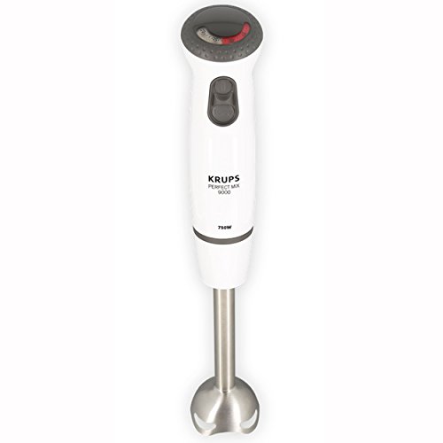 Krups HZ3051 Stabmixer Perfect Mix 9000 Plus inkl. Mixbecher, Mini-Zerkleinerer und Schneebesen, 4-Messer, 20 Geschwindigkeitsstufen, Turbostufe, 750 W, hochglanz weiß / grau / edelstahl gebürstet - 2
