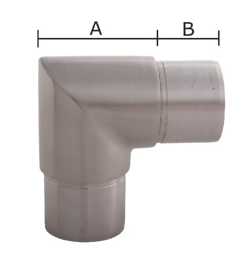 Edelstahl Eckfitting Steckfitting 90 Grad für Rohr 42,4/2,0 mm – V2A (S014256) - 2