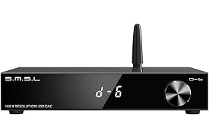 Fanmusic S.M.S.L D-6 Dual AK4493s Chip Bluetooth 5.1 LDAC Audio DAC DSD512 PCM 768 kHz 32 bits CK-03 Moudule d'horloge 6,35 mm TRS x 2 sorties équilibrées type C vers USB RCA avec télécommande Noir