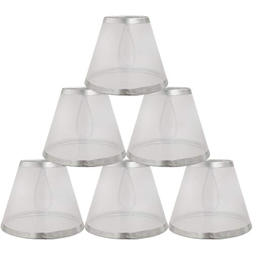 CROWNSTARQI Clip sur Abat-Jour Bougie Lustre Abat-Jour pour Plafonnier Lumière 5.5 pouces 6PK Argent Transparent