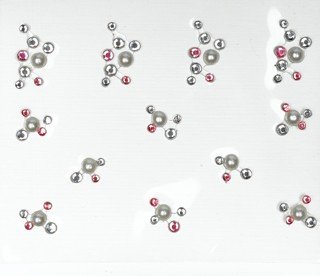 SIBEL Nail art sticker gems - Silver & Pink Diamante gems (081)