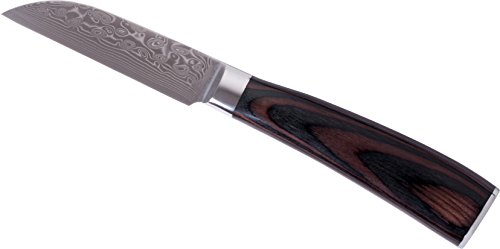 Kochling Damast Messer mit Pakkaholzgriff - 67 Lagen damaszener Schälmesser 90mm