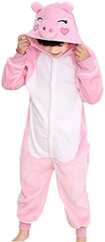 Children Kids Costume Onesies Pajamas Christmas Holloween Party Cosplay Costume Lazy Warm Sleepwear (L (54"-58"), Pink Pig)