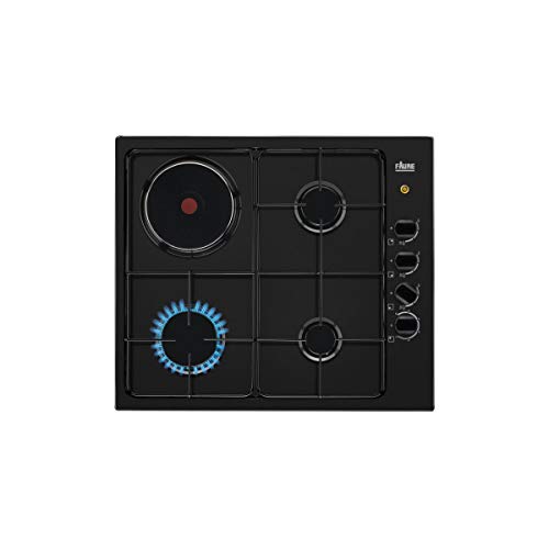 3 feux gaz dt 1x 3 kW + 1 plaque-Allumage 1 main-Cdes latérales-Noir