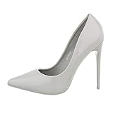  Ital-Design Damenschuhe Pumps High Heel Pumps Synthetik Hellgrau Gr. 40