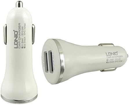 Lonio® White / Silver Rapid 3.1A Dual USB Car Charger Suitable For Allview C6 Duo