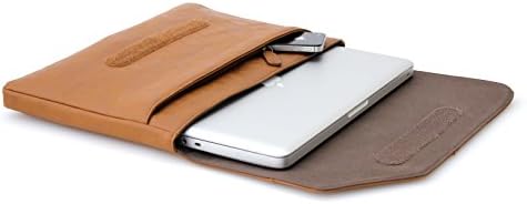 COOL BANANAS OldSchool Sleeve for Apple MacBook 12 inch | Case with a second pocket for accessories | usable w/o messenger bag | water-resistant | made of high quality leatherette | Color Brown