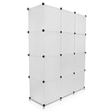 VENKON – Stufenregal Steckschrank Stoffschrank Frei Gestaltbares DYI Regalsystem: 12-Modulfächer mit Türen, satiniert-transparentes Steckregal - 5