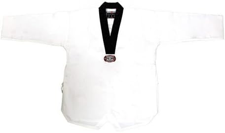 PlaywellKorean Taekwondo Dobby Fabric Black V Neck - Plain Back