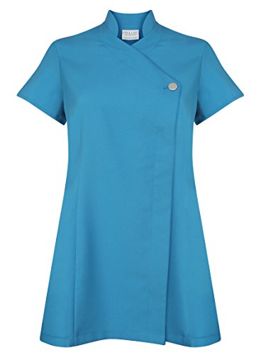 Proluxe Bata con botón Exclusiva para salón de Belleza, peluquería, salón de Masaje, salón de Terapia, SPA, clínica médica o salón de uñas, Disponible en 9 Colores - 38 - Teal