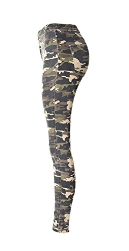 iRachel Damen Jeans Hose Skinny Röhrenjeans Bleistifthose Hose Camouflage Dünn Rise Ripped Loch Bleistift Hose - 3