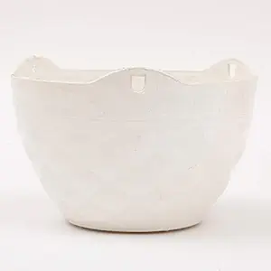 Ferns N Petals Diamond Cut Design White Plastic Planter 5.5 x 7.5 Inches