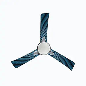 woopme Blue Color Ceiling Or Roof Fan Blade Stickers for Living Kids Couple Bedroom Home Office Decor Vinyl Printed Fan Leaf Decal L X H 50 X 16 Cms Each ( 4 pcs)