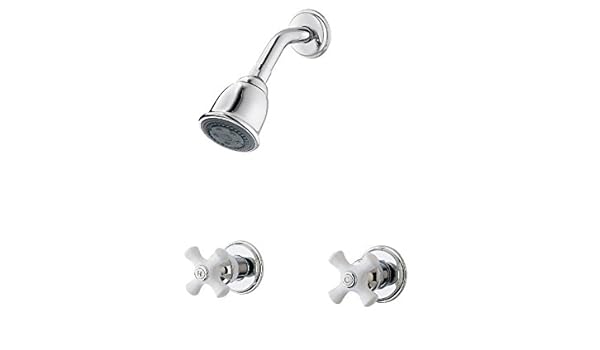Pfister G07 8cpc 2 Handle Tub Shower Faucet With Porcelain Cross