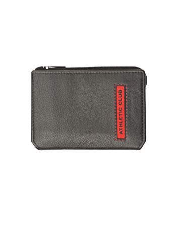 Tarjetero Monedero Piel Athletic Club Bilbao Oficial Color Negro con Pespunte Rojo y Banda roja de Tela con Letras Negras