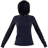 Capucha con cordón de ajuste adidas ESS Lin FZ HD Chaqueta, Mujer, Azul/Blanco (Tinley), L