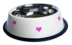 PUPHE pet Bowl Stainless Steel Colored Non Skid Dog Feeding Bowl for Large Size Dogs 2800 ml (Cream XXL)