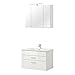 Produktbild Badezimmermöbel Waschtisch & Spiegelschrank Set Hochglanz weiß mit 80cm Keramik-Waschtisch & LED-Spiegelschrank, B x H x T ca.: 80 x 200 x 48cm