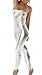 Produktbild Damen Overall Bandeau Leder-Optik Wet-look Hausanzug Jumpsuit Bodysuit Einteiler Lang Trendy Hosenanzug 34 bis 36 Silber