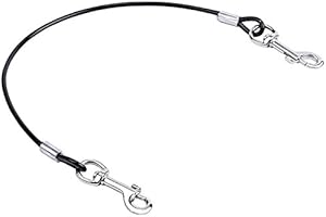 mogoko Pet Dog Car Seat Belt Restraint, Coated Stainless Steel Chew Proof Dog Vehicle Safety Tether Cable, Double Clip No-Chew Pet Car Leash Lead-16 Inch