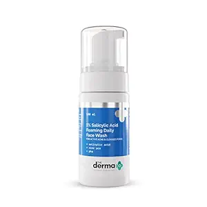 The Derma Co 1% Salicylic Acid Foaming Daily Face Wash with Salicylic Acid, Zinc PCA & PHA for Active Acne & clogged Pores - 100 ml Reduces Acne | Unclogs Pores