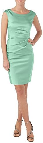 Charm Bridal Knee Length Satin Mother of the Bride Cocktail Dress Sleeveless -2-Mint