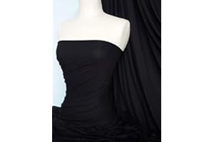 Heavy Viscose Cotton Stretch Lycra Fabric | Dressmaking & Display Material | Same Day Dispatch | Sold by The Metre | by Tia Knight (Black, Q896 BK)