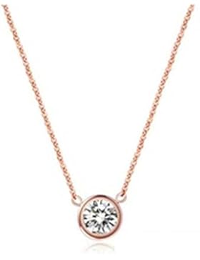 findout Damen 18K Roségold vergoldet Titan Stahl-Diamant-Halskette. für Frauen Mädchen (F082)