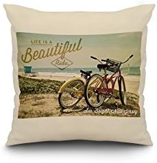 Sea Bright, New Jersey - Life is a Beautiful Ride - Beach Cruisers (16x16 Spun Polyester Pillow Case, Custom Border)