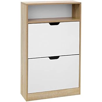 WOHNLING Schuhschrank MDF Sonoma Eiche 80 cm breit Schuhregal Design