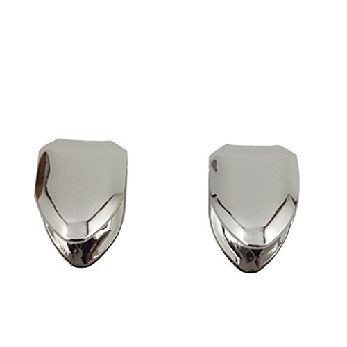 Grillz Set estilo hip hop de diente x 2 Grillz para dientes superiores e inferiores chapados en oro blanco de 24 quilates + 2 barras de modelado adicionales