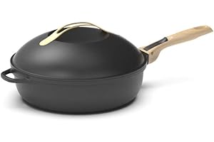 COOKUT - La Fabuleuse poêle 8 en 1 – Un seul ustensile qui remplace poêle, casserole, sauteuse - Avec 2 poignées amovibles, panier vapeur/friture, spatule en bois - METEORE