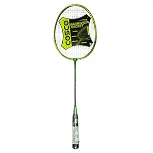 Cosco CB120 Tempered Steel and Aluminium Strung Badminton Racquet - Black & Green