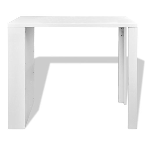 High Gloss Bar Coffee Table Dining Table With 3-layer Rack White