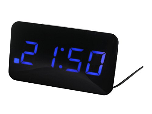 JVD digitaler Netzwecker mit blauer LED Anzeige und großem Display, inkl. 2 USB Anschlüsse