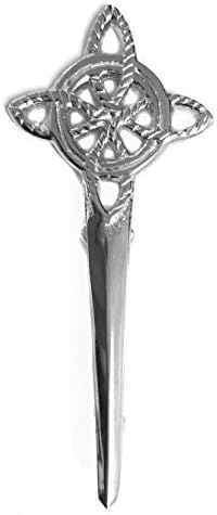 Circle Head Chrome Finish Sword Design Scottish Kilt Pin Highland Wear