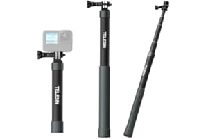 AuyKoo Monopiede Fotografico per GoPro, Insta360, Fibra di Carbonio a 5 Sezioni Leggero, 3.28’, Bastone Impermeabile per GoPro Max Mini Hero 12 11 10 9 8, One R X2 X3 Go 2, DJI Action Cam