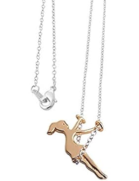 18k Halskette Mädchen auf Schaukel Gold Silber Damen Trend Neuheit