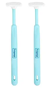 Hopop BPA Free Tongue Cleaner Toothbrush with Soft Silicone Bristles 100% Safe for Kids Age from 2-5 Years (2 Pc, Blue)