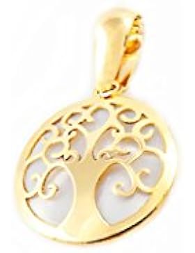 Damen & Kinder Lebensbaum mit Perlmutt Anhänger - Gelbgold 9 Karat (375)