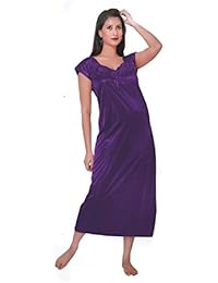 Indiatrendzs Women Sexy Hot Honeymoon Purple Sleepwear 2pc Nighty With Robe