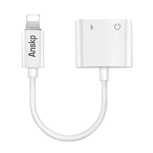 Lightning to 3.5mm Audio Adapter for iPhone 7 Plus, Anskp 2 in 1 Lightning Charger and 3.5 mm Aux Headphone Jack Cable[Support iOS 10.3.1][No Calling Function and Music Control] for iPhone 7/7 Plus-White